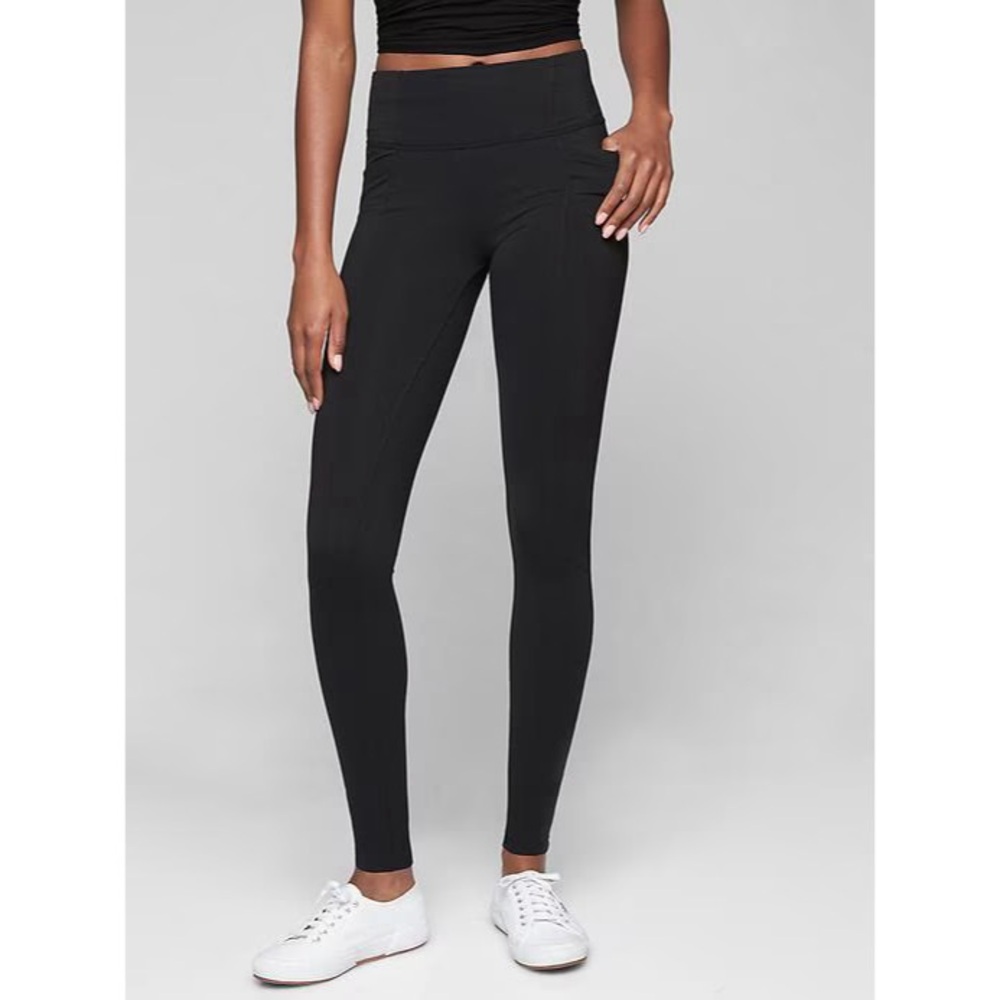 Athleta Metro High Waisted Legging Black Size MP Medium Petite Ankle Length
